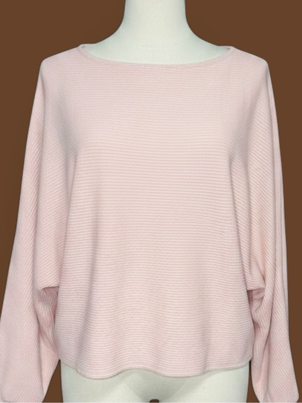 Express Pale Pink Ribbed Boatneck Sweater
